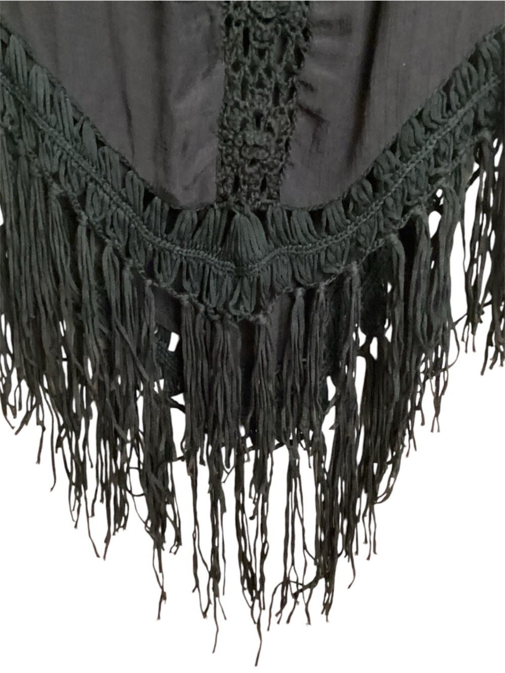 Boho Deep Navy Blue Crochet Lace Fringe Cover Up Tunic One Size - Picture 4 of 8